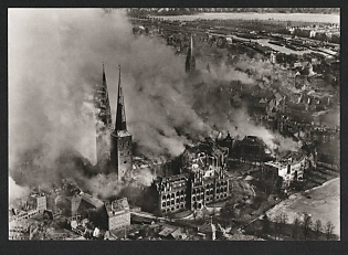 1942 'Lubeck - Air Raid 1942' Nazi Propaganda Postcard