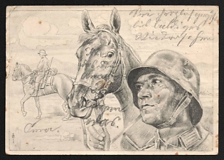 1940 'German Military' Fieldpost Nazi Propaganda Postcard