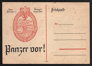 1943 'Tanks Forward!' Fieldpost Nazi Propaganda Postcard