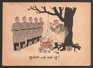 1944 'Patience-First I'll Taste It!' Fieldpost Nazi Propaganda Postcard