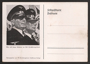 1933-1945 'Old and Young Soldiers in the Nazi Reich War Veterans League' Fieldpost Nazi Propaganda Postcard