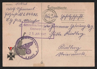 1940 'To Remember to Fight the War in Such a Way That We Distress the Enemies' Desire to 'Break the Peace Once More'' Fieldpost Nazi Propaganda Postcard