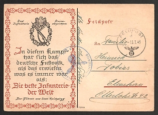 1943 'In this Battle, German Football Has Proven Itself to Be What it Has Always Proclaimed to Be the Best Infantry in the World' Fieldpost Nazi Propaganda Postcard