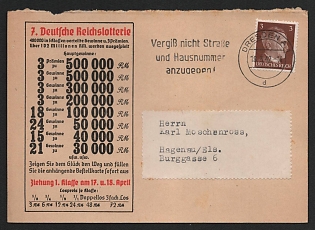 1942 'German Reich Lottery' Nazi Propaganda Postcard