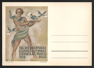 1933-1945 'Stamp Day 1944' Nazi Propaganda Postcard