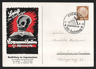 1938 'Exhibition in the Lodge Museum of the German Collectors' Association, Gau Sachsen, Chemnitz District, on September 17 and 18, 1938' Nazi Propaganda Postcard