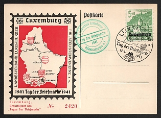 1941 'Luxembourg Stamp Day' Nazi Propaganda Postcard