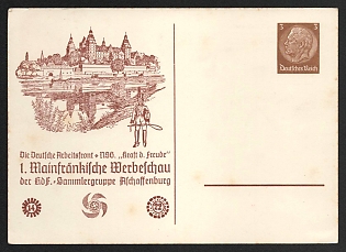 1933-1945 'The German Labor Front Ns6, 'Strength through Joy' 1. Main Franconian Advertising Show of the Children's Retail Group Aschaffenburg' Nazi Propaganda Postcard