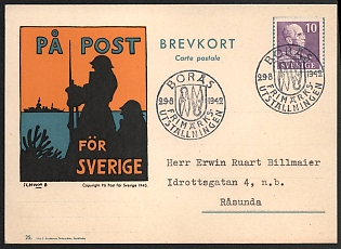 1942 'Pa Post for Sverige' Nazi Propaganda Postcard