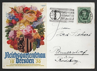 1936 'Reich Garden Show Dresden. Reich Exhibition of German Horticulture Organized by the Reichsnahestand and the City of Dresden' Nazi Propaganda Postcard