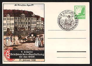 1938 'Erfurt Stamp Exhibition for the Whw' Nazi Propaganda Postcard