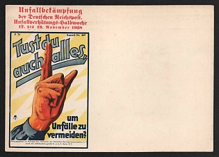 1938 'Accident Control of the German Reichspost. Accident Prevention Half-Week' Nazi Propaganda Postcard