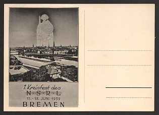 1939 'District Festival of the National Socialist Red Cross, June 11-18, 1939, Bremen' Nazi Propaganda Postcard
