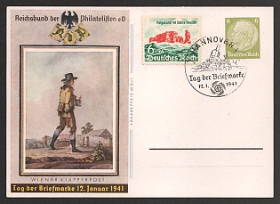 1941 'Reich Philatelists' Association. Vienna Klapper Post Stamp Day, January 12, 1941' Nazi Propaganda Postcard