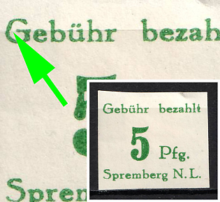 1946 5pf Spremberg (Lower Lusatia), Germany Local Post ('G' von 'Gebuhr' compressed on left)