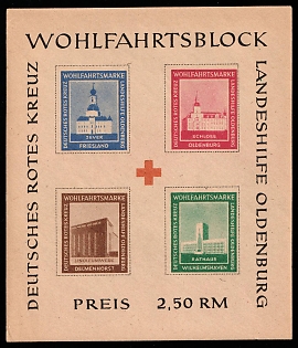 1948 Oldenburg, Germany Local Post, Souvenir Sheet (Unofficial Issue, Imperforate)