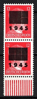 1945 12pf Netzschkau-Reichenbach (Saxony), Germany Local Post, Se-tenant (Unofficial Issue, Type II b and II c, Margin)