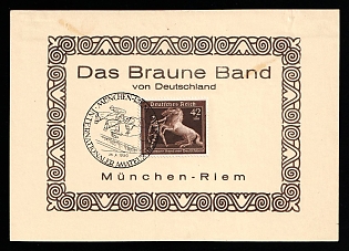 1939 (23 Jul) 'The Brown Ribbon in Munich-Riem', Third Reich, Germany, Souvenir Sheet (Commemorative Postmark)