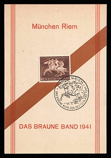 1941 (27 Jul) 'The Brown Ribbon in Munich-Riem', Third Reich, Germany, Souvenir Sheet (Commemorative Postmark)