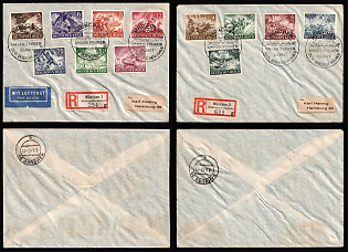 1943 (3 Jun) 'Our Leader Banishes Bolshevism', Third Reich, Germany, Two Registered Covers from Munich to Hamburg with Multiple franked (Commemorative Postmarks)