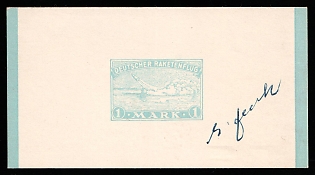 1933 'Handwritten Dedication by Rocket Designer Gerhard Zucker - Inventor of the First Rocket 'V1'', Germany, Pioneer Rocket Mail (Light Blue Proof, Signed)