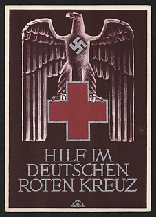 1941 'Help in the German Red Cross' Nazi Eagle Nazi Propaganda Postcard