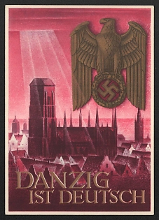 1933-1945 'Danzig is German' Nazi Eagle Nazi Propaganda Postcard