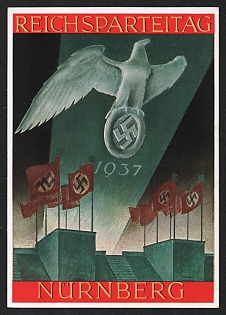 1937 'Reich Party Congress Nurnberg' Nazi Eagle Nazi Propaganda Postcard