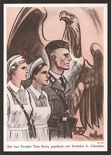 1939 'Signed for the German Red Cross by Professor H. Schweizer' Nazi Eagle Nazi Propaganda Postcard