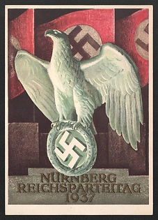 1937 'Nurnberg Reichsparteitral 1937' Nazi Eagle Nazi Propaganda Postcard