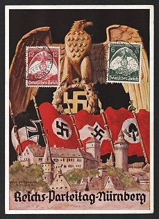 1935 'Reichsparteitag Nuremberg' Nazi Eagle Nazi Propaganda Postcard