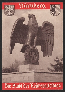 1944 'Nuremberg, the City of the Reichsparteitag' Nazi Eagle Nazi Propaganda Postcard