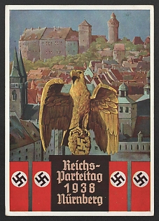 1938 'Reichsparteitag Nuremberg' Nazi Eagle Nazi Propaganda Postcard