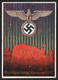 1937 'Reichsparteitag Nuremberg, 1937' Nazi Eagle Nazi Propaganda Postcard