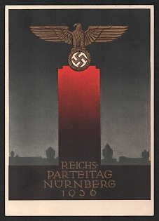 1936 'Reichsparteitag Nuremberg' Nazi Eagle Nazi Propaganda Postcard