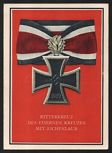1939 'Knight's Cross of the Iron Cross with Oak Leaves' Nazi Propaganda Postcard