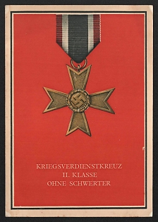 1933-1945 'War Merit Cross II Class without Swords' Nazi Propaganda Postcard
