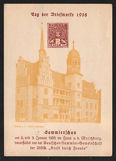 1938 'Stamp Day 1938. Collectors' Show on January 8 and 9, 1938, in the Haus Am Moritzburg' Nazi Propaganda Postcard