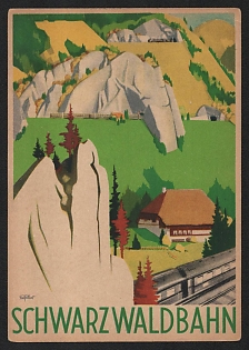 1933-1945 'Black Forest Railway' Nazi Propaganda Postcard