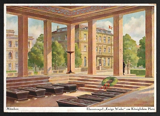 1933-1945 'Memorial Temple 'Eternal Wave' at Koniglicher Platz' Nazi Propaganda Postcard