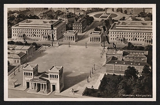 1933-1945 'Konigsplatz with Fuhrerhaus, Memorial Temple, and Administration Building' Nazi Propaganda Postcard