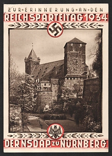 1934 'In Commemoration of the 1934 Reichsparteitrald of the NSDAP, Nurnberg' Nazi Propaganda Postcard