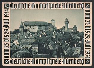1934 'German Combat Games, Nuremberg' Nazi Propaganda Postcard