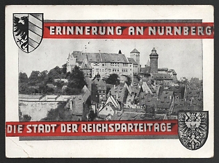 1939 'In Memory of Nurnberg, the City of the Reichsparteitraldies' Nazi Propaganda Postcard