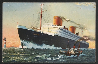 1938 'Norddeutscher Lloyd Bremen. Four-Screw Turbine Express Steamer 'Europa'' Ships Nazi Propaganda Postcard