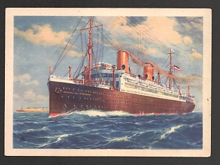 1933-1945 'Norddeutscher Lloyd Bremen. Twin-Screw Mail Steamer 'General Von Steuben'' Ships Nazi Propaganda Postcard