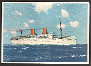 1939 'North German Lloyd Bremen. Twin-Screw Mail Steamer 'General Von Steuben'' Ships Nazi Propaganda Postcard