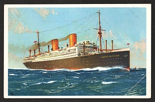 1938 'North German Lloyd Bremen. Twin-Screw Steamer 'General Von Steuben'' Ships Nazi Propaganda Postcard