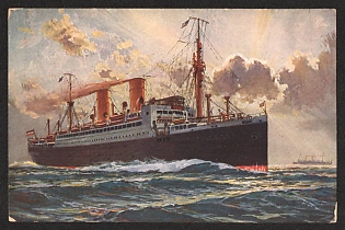 1933-1945 'North German Lloyd Bremen. Twin-Screw Saloon Steamer 'Stuttgart'' Ships Nazi Propaganda Postcard