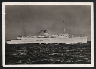 1937 'Turbine Express Steamer 'Tannenberg'' Ships Nazi Propaganda Postcard